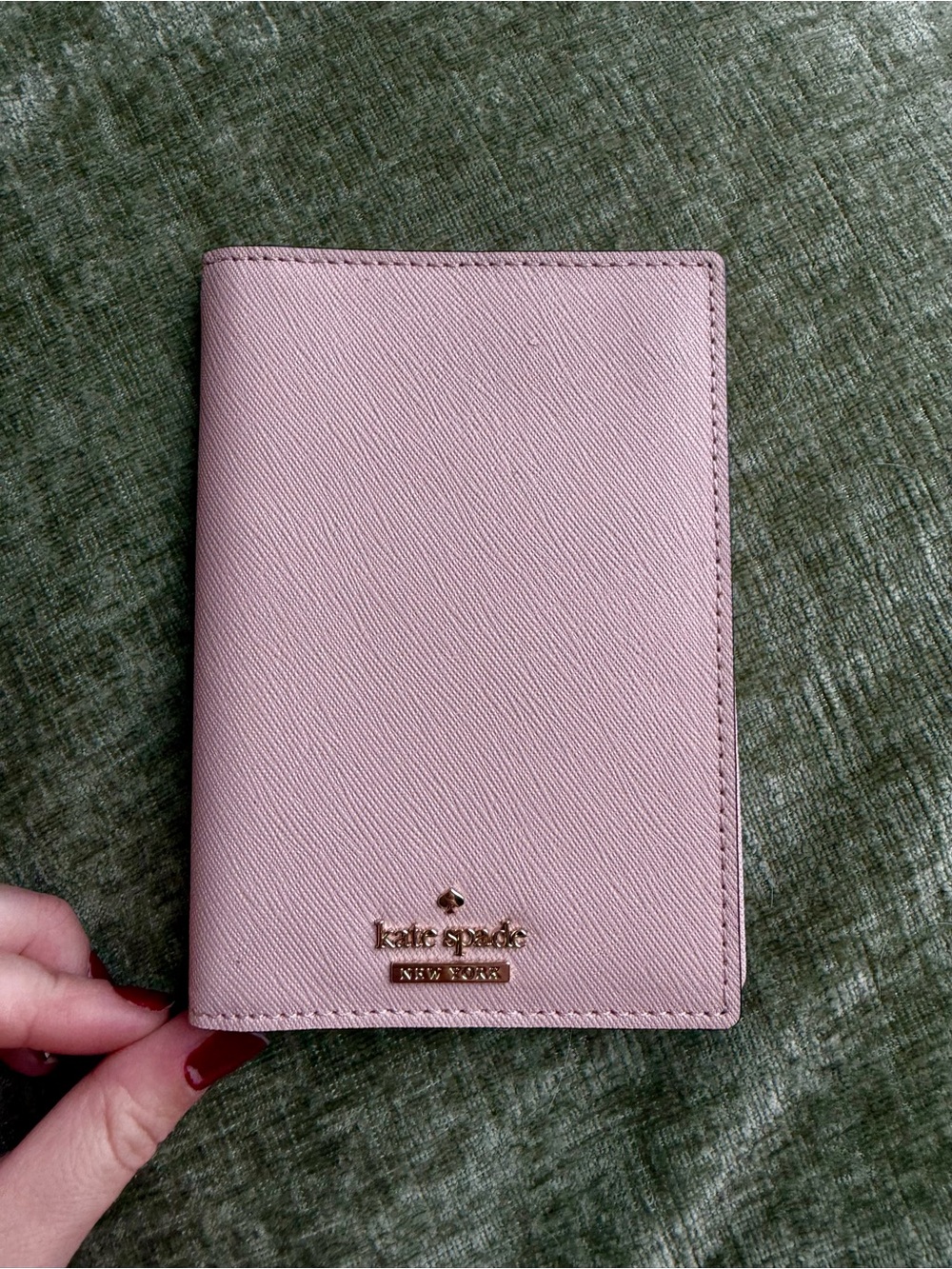 kate spade Blush Pink Passport Wallet with Gold Logo